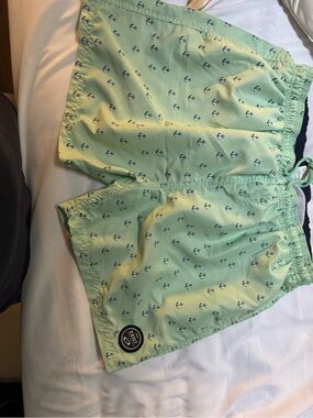 Men's Mint Anchor Print Swim Trunks